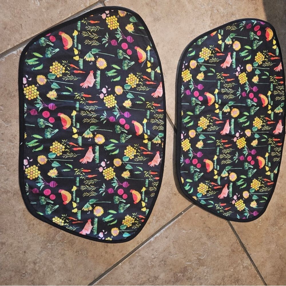 Chicken Pattern Cloth Handnade Placemats Set of 2 Double-Sided